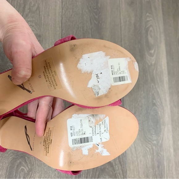 Brian Atwood Tosca Heels Open toe Tassel Ankle Strap Sandal Stiletto Pumps Pink - Picture 10 of 13